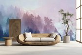 Peel & stick Fotobehang - Mystical Forest Mist Mural - 250x150 centimeter
