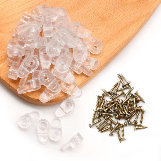 Set van 50 transparante plastic glazen paneelklemmen met schroeven, 20