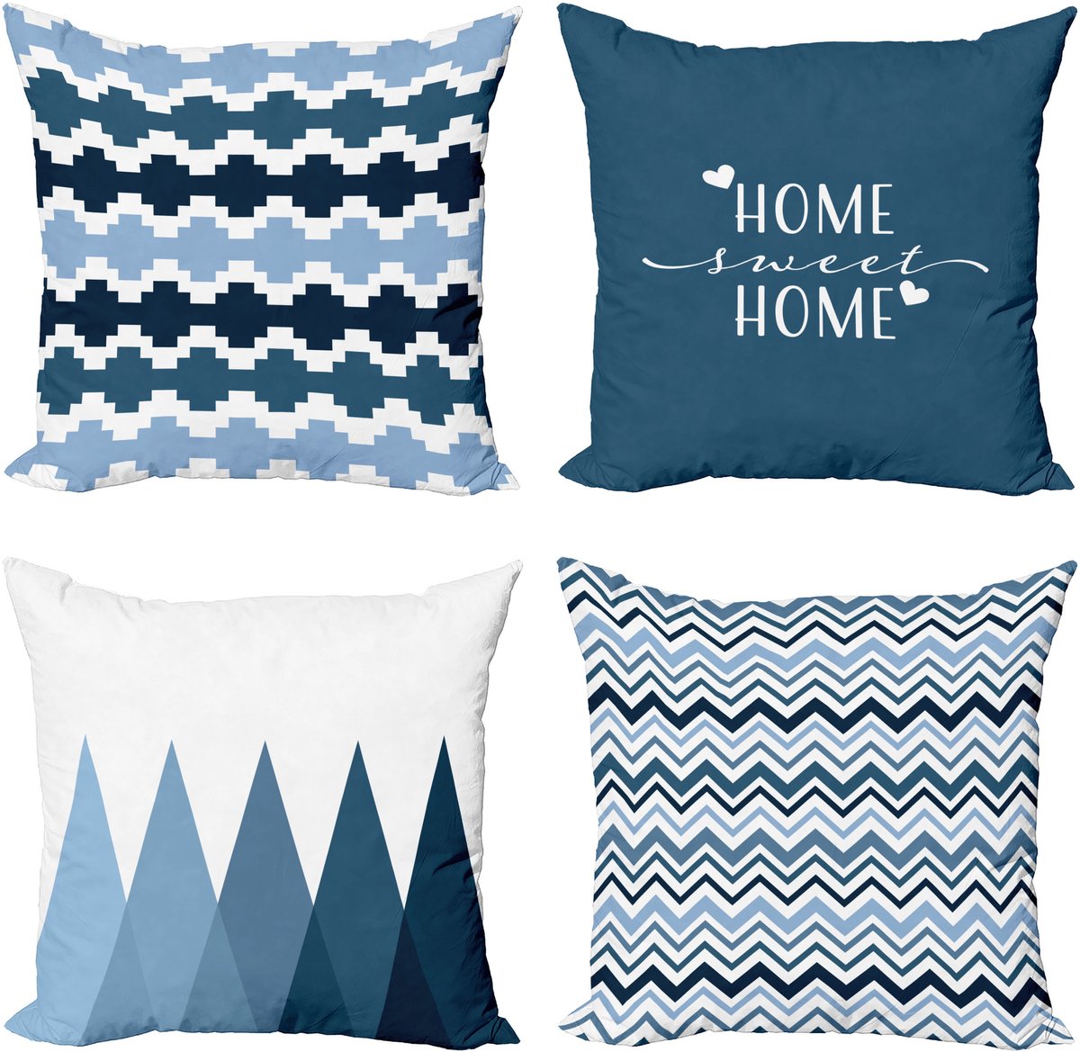 New Bed Modern Geometrisch Stijlpatroon van Driehoeken Zigzagen Kussenhoes met sierkussen, 4-pack, modern accent, dubbelzijdig digitaal bedrukt, 45 cm x 45 cm Petrolblauw en Wit