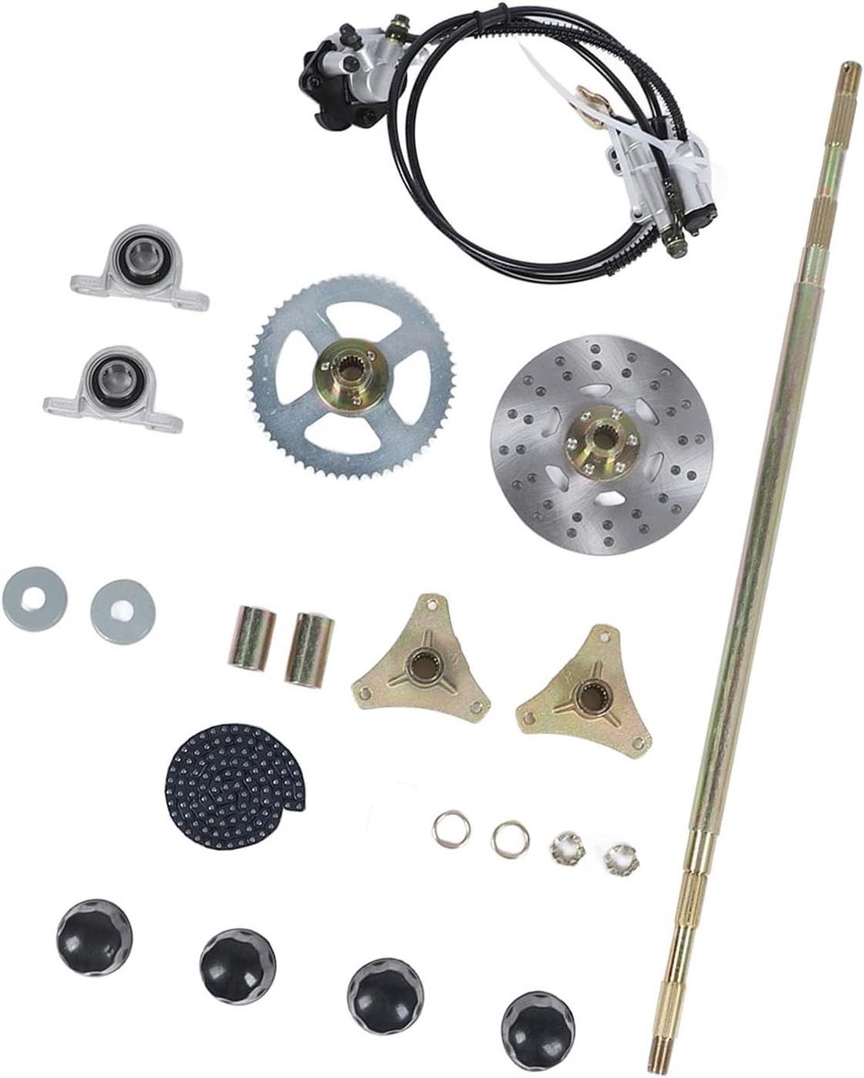 Allecto Plus - Go Kart Achteras Montagekit - As Tandwiel Ketting Remschijf - Wielnaven Vervanging voor ATV Quads met Vermogen - Duurzaam en Betrouwbaar Bouwpakket