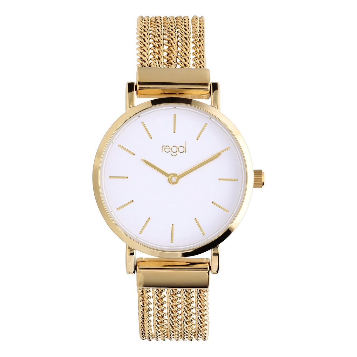 Lucardi Dames Regal horloge goudkleurige gourmetband en schakels - Horloge - Alloy - Goudkleurig - 26.50 mm