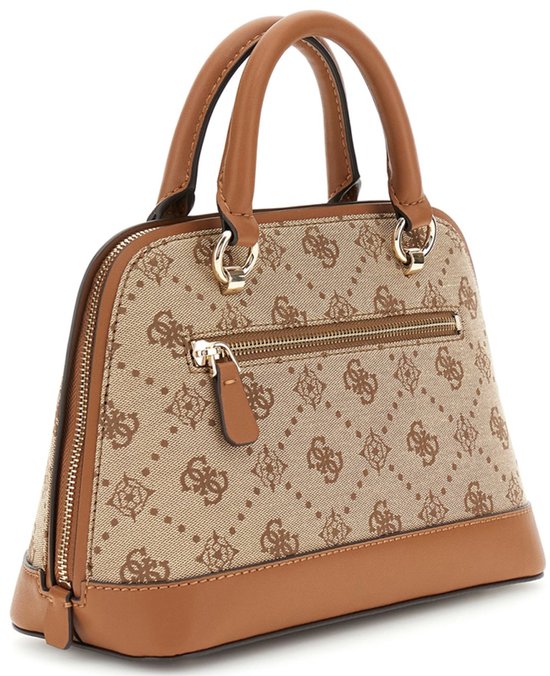 GUESS sac à main sac à épaule Neda Dome Satchel Bag Latte Logo marron clair
