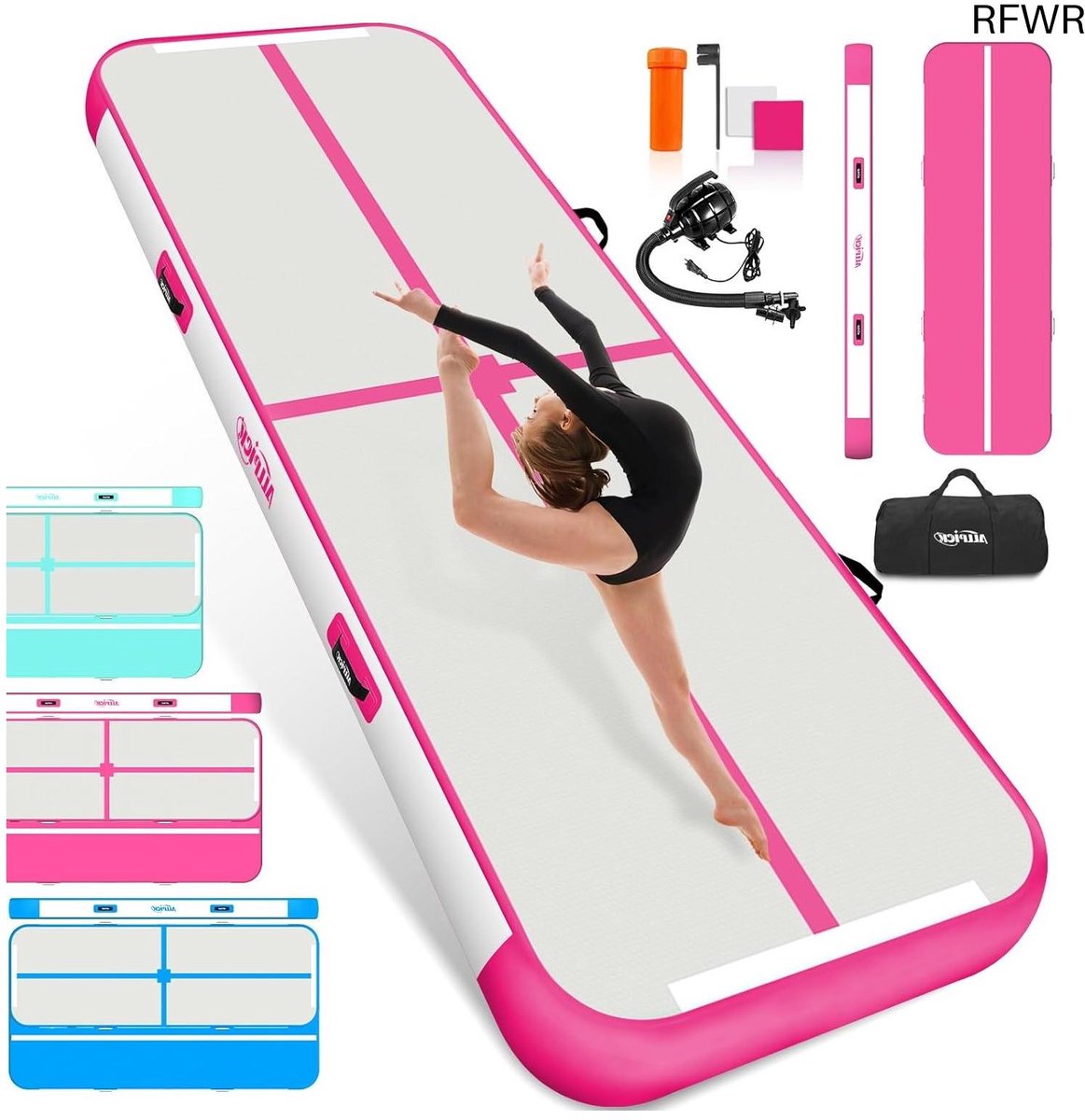 RFWR® Opblaasbare turnmat voor gymnastiek en yoga - Dubbelzijdig design, 3/4 m lang, 10/20 cm hoog