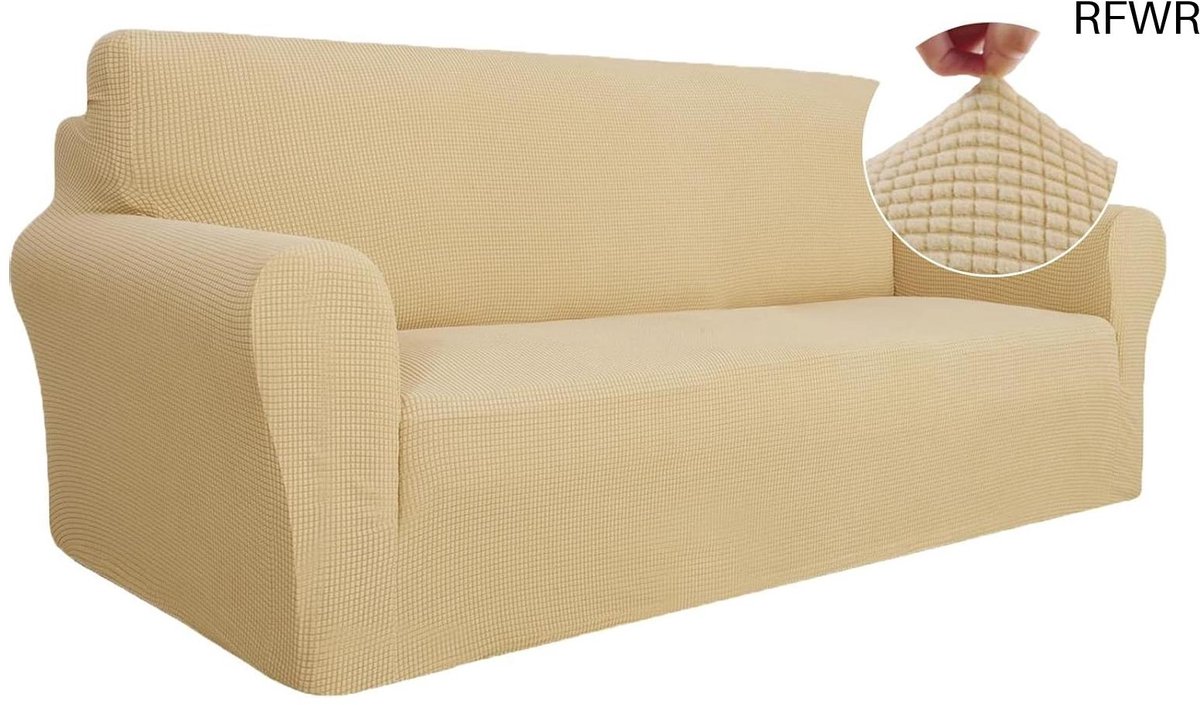 RFWR® Rekbare Bankhoes 3 Zits voor Woonkamer - Universele Elastische Sofahoes met Anti-slip