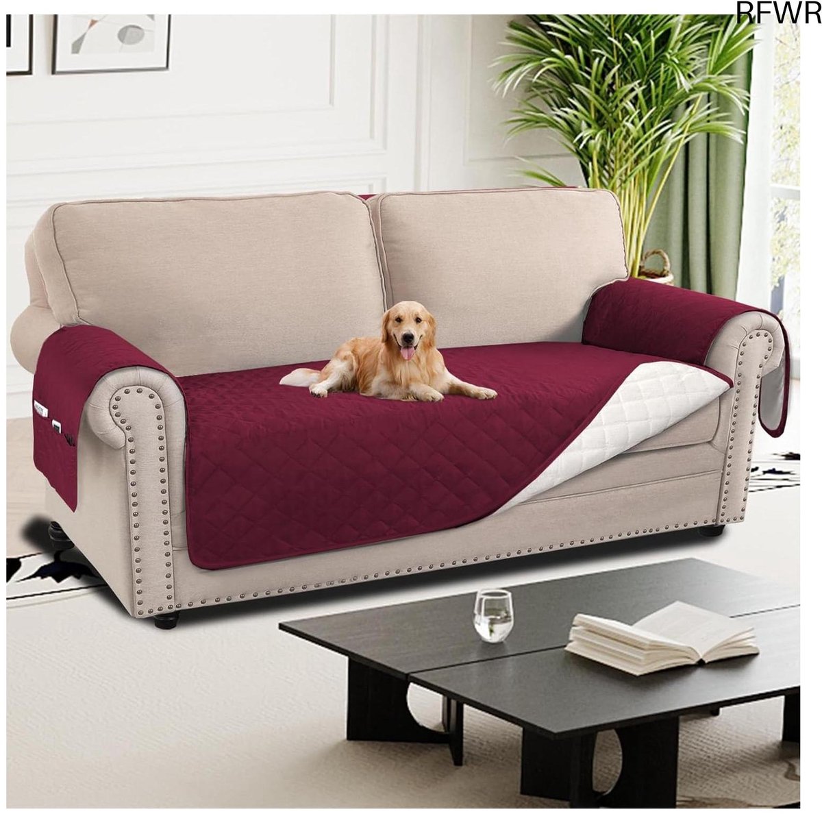 RFWR® 100% Waterdichte Oversized 2-Zits Bankhoes met Antislip en Zijvak voor Huisdieren