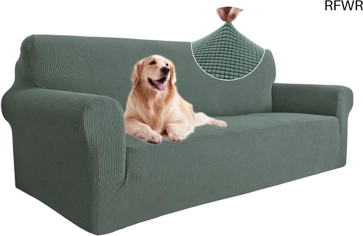RFWR® Rekbare Bankhoezen 3 Zits - Krasbestendige Meubelhoes in Lichtgroen voor Woonkamer