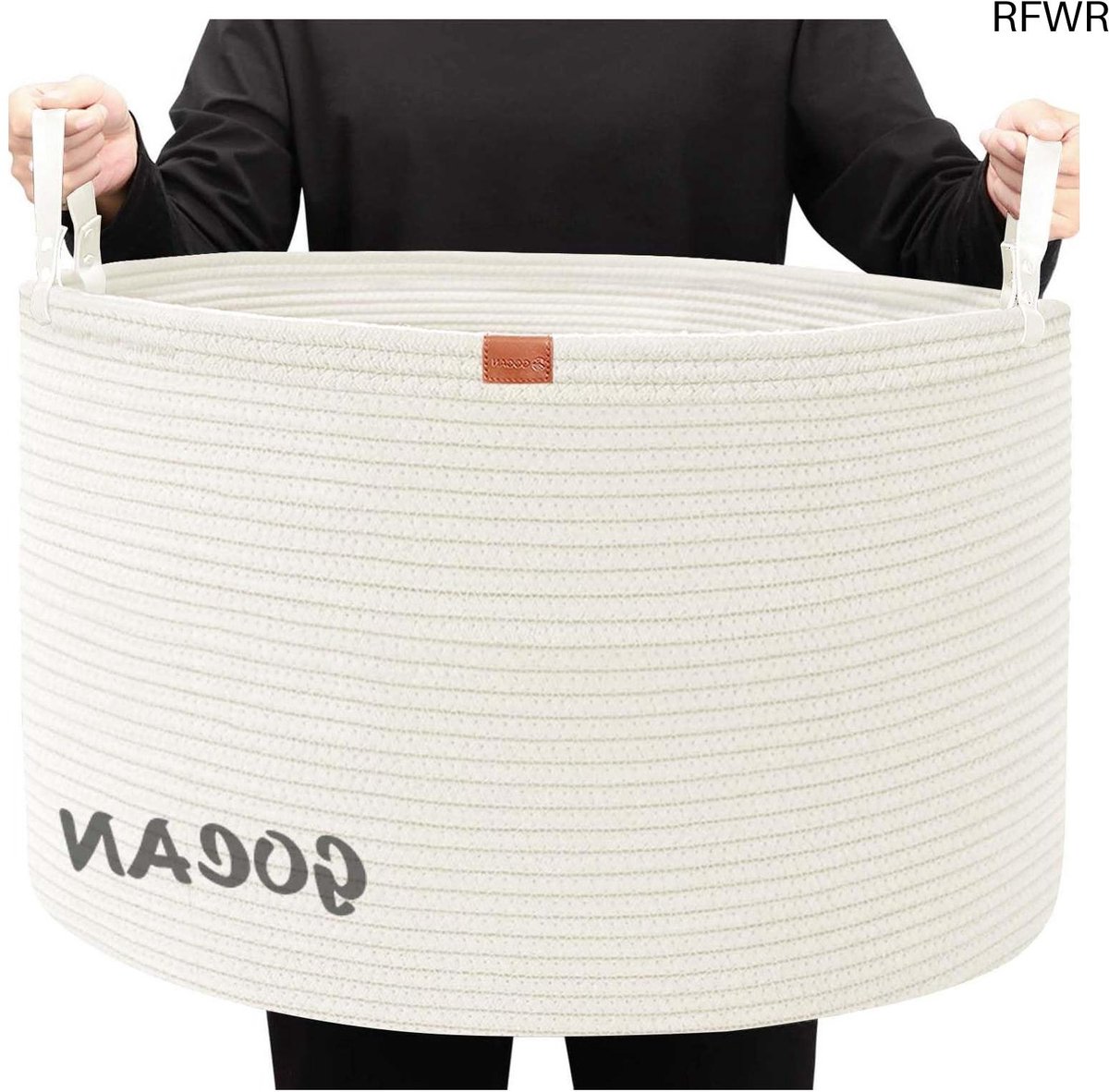 RFWR® Grote katoenen opbergmand voor speelgoed en wasgoed - D56 x H35,5 cm