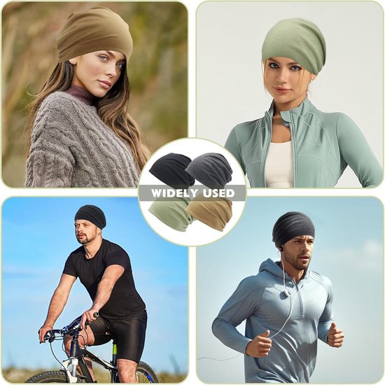 Allecto Plus - Set van 4 Unisex Skull Caps voor Heren - Beanies voor Mannen - Wintermuts - Thermo Loopt muts - Fietshelm Voering Heren - Sportmuts Multicolor van Allecto Plus — afbeelding 2