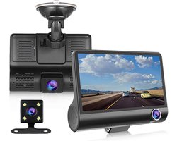 4-inch dashcam voor in de auto met drie lenzen en nachtzicht in hoge resolutie