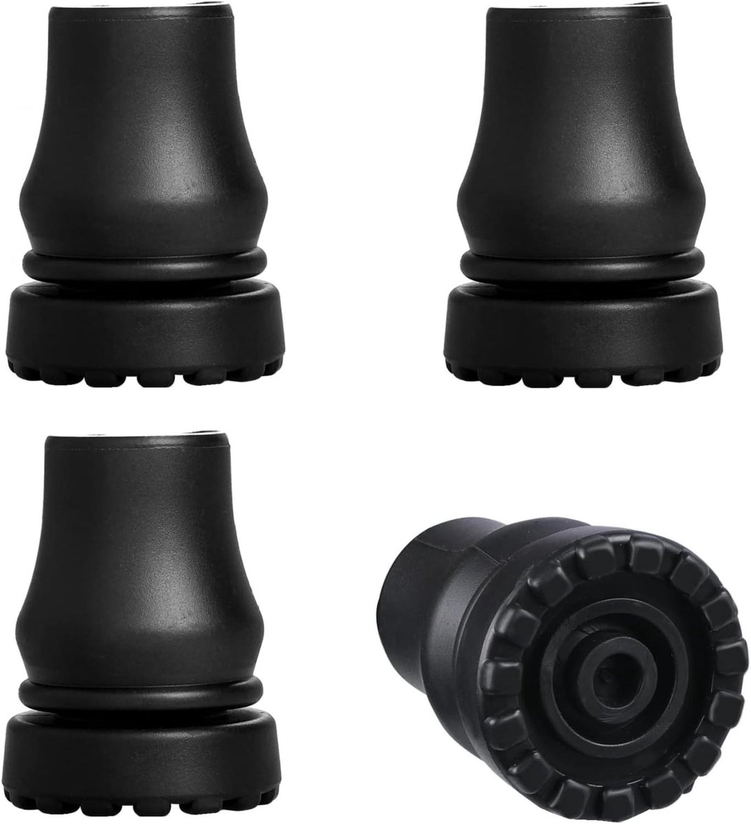 4 stuks rubberen tips voor wandelstokken - antislip - 20mm - vervangingstips - seniorenkrukken - wandelaccessoires - duurzaam rubber - 75 cm