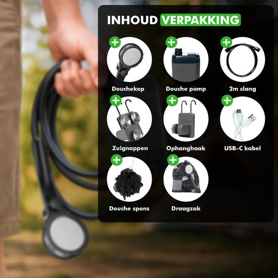 Travelhawk Elektrische Campingdouche - Oplaadbaar - Buitendouche - Buitendouche Camping - Camping Douche met Douchekop - Zwart van Travelhawk — afbeelding 5