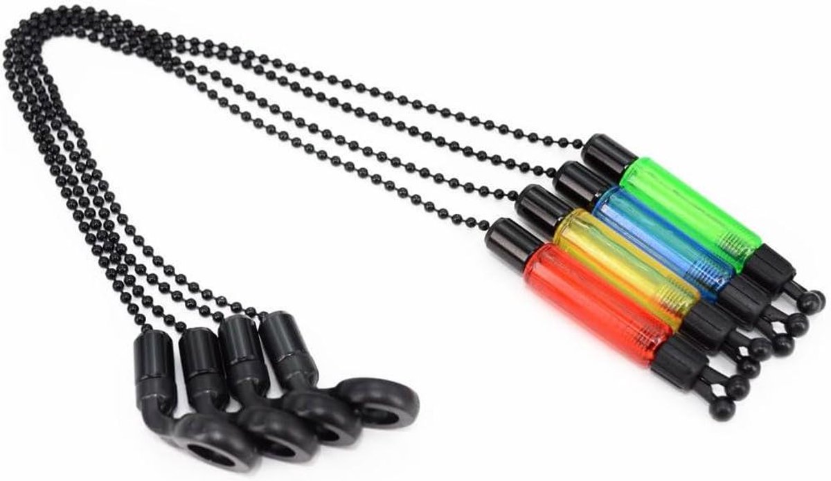 Allecto Plus - Karper Vissen Alarmen 4-Pack voor Nachtvissen Outdoor - Draagbaar en Afneembaar - Rood Geel Groen Blauw - Visbeet Indicator