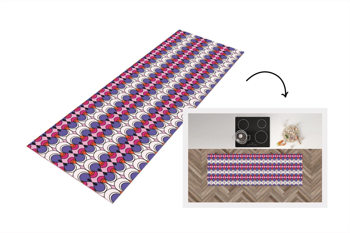 Keukenloper 150x50 cm - Keukenmat vinyl Retro - Druppel - Design - Keukenmatten loper - Keuken vloerkleed tapijt