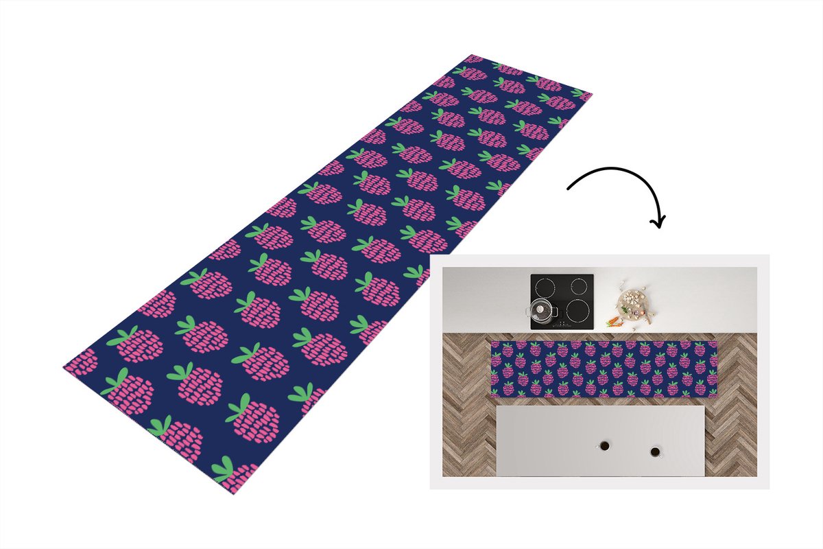 KitchenYeah Keukenloper - Keukenmat vinyl Patroon - Framboos - Retro - Keukenmatten loper - Keuken vloerkleed tapijt, foto 6