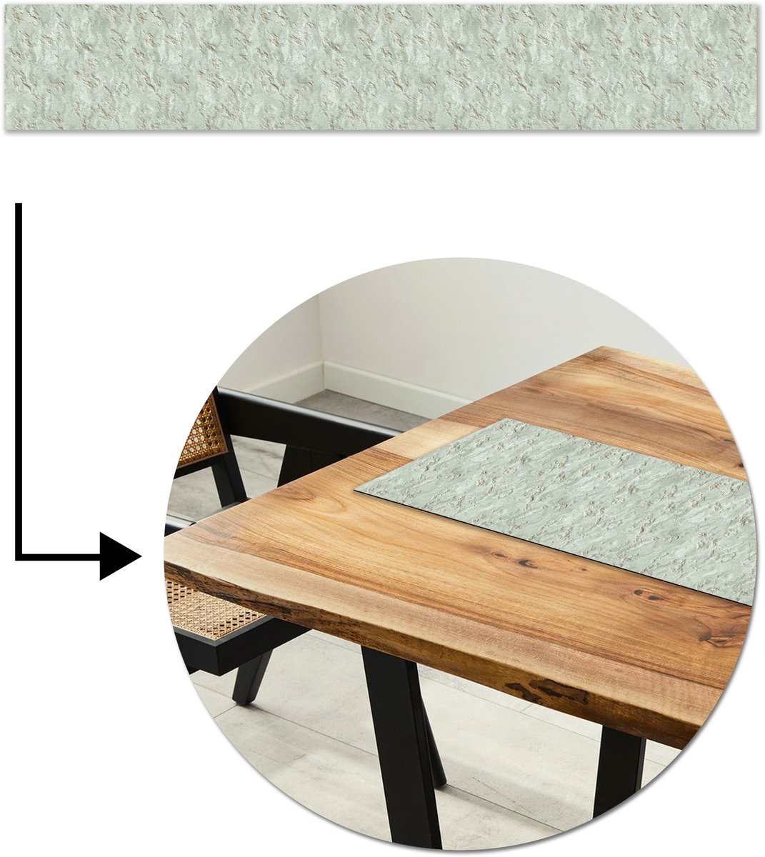 Tafelloper 180x30 cm - Tafelmat vinyl Gips - Structuur - Patronen - Tafeldecoratie - Tafelversiering - Keuken decoratie - Tafel versiering