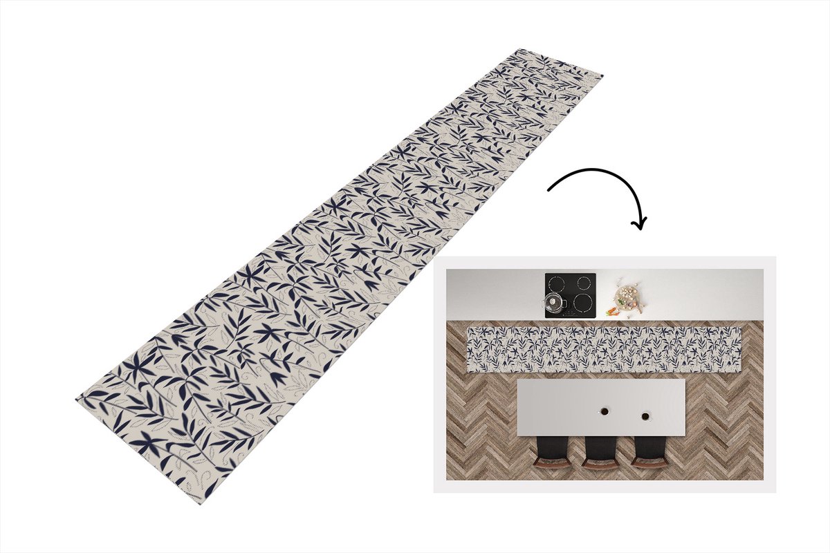 KitchenYeah Keukenloper 360x60 cm - Keukenmat vinyl Planten - Japan - Patronen - Keukenmatten loper - Keuken vloerkleed tapijt
