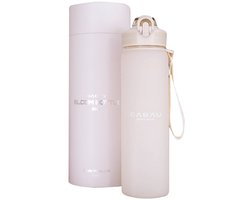 Cabau Glazen Waterfles 1 liter - Beige - Stevig borosilicaatglas - Met stijlvolle geschenkverpakking - Duurzaam en stijlvol - Stevige glazen waterfles / drinkfles met 1 liter inhoud - Cadeau voor haar
