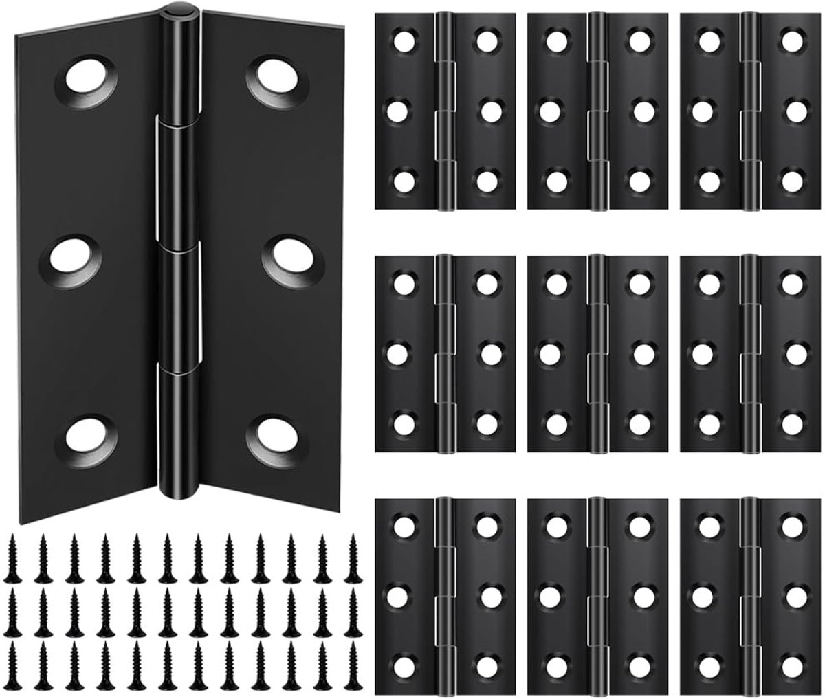 Ibenzoa® Zwarte roestvrijstalen scharnieren set van 10 voor deuren en kasten, 75x50 mm