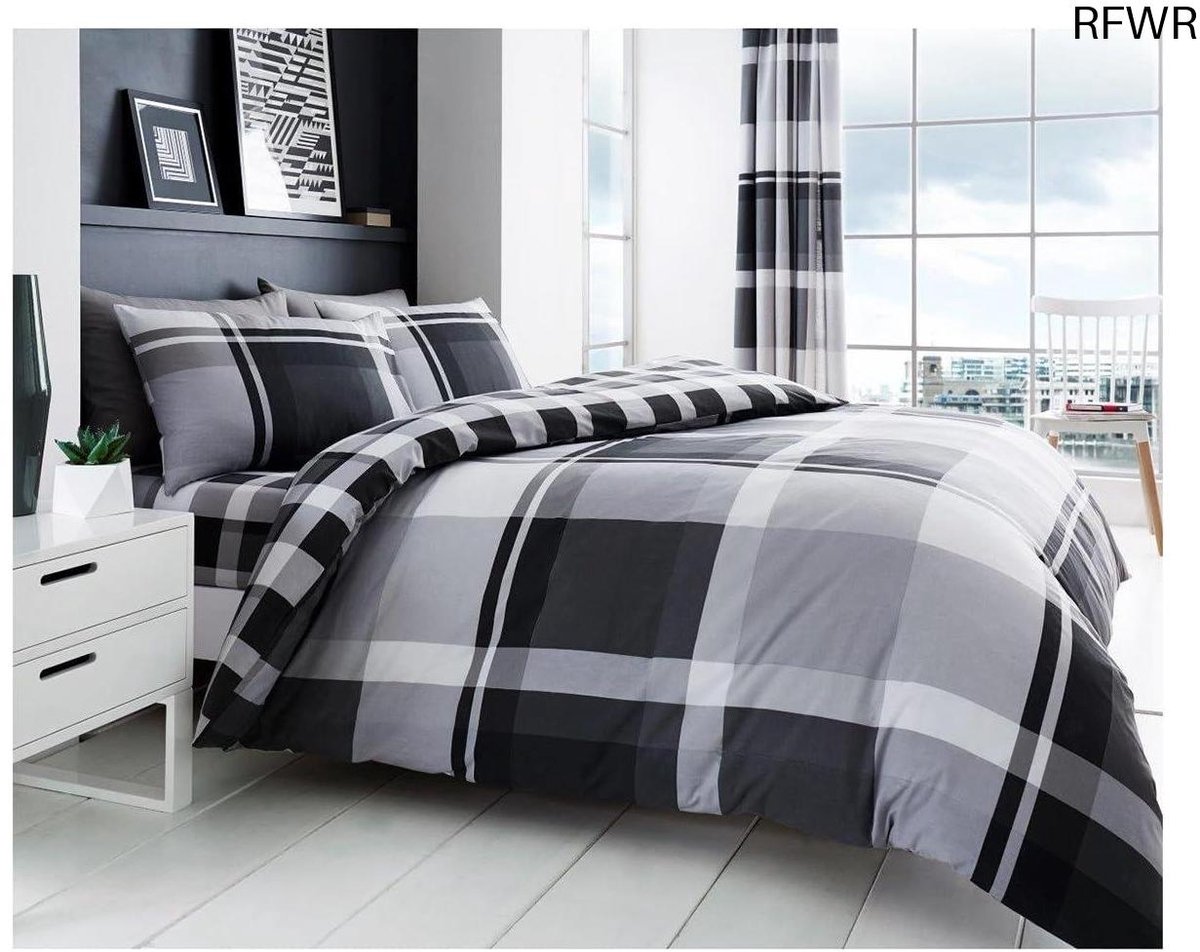 RFWR Luxe grijs bedset met dekbedovertrek en kussensloop - Dubbel - Polyester-katoen