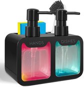 Keuken Organizer Zeepdispenser Resa Marmer, Zeepdispenser Voor De Keuken In Marmerlook Met Praktisch Afwas Spons Met Zeepdispenser