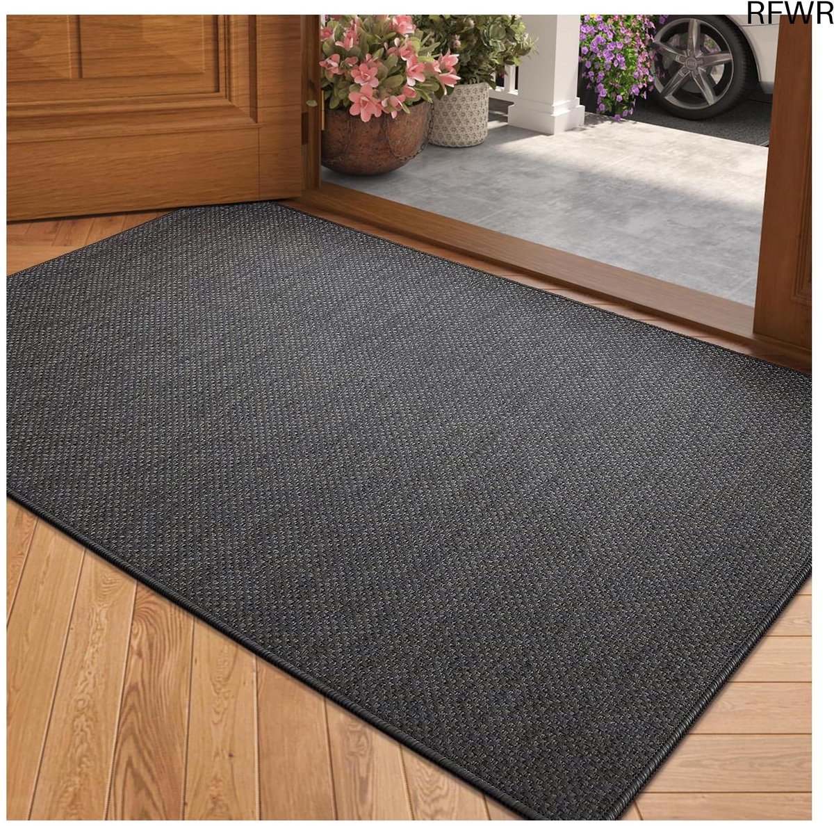 RFWR Antislip Deurmat - Geweven Vloermat voor Binnen en Buiten, Machinewasbaar en Absorberend Grey