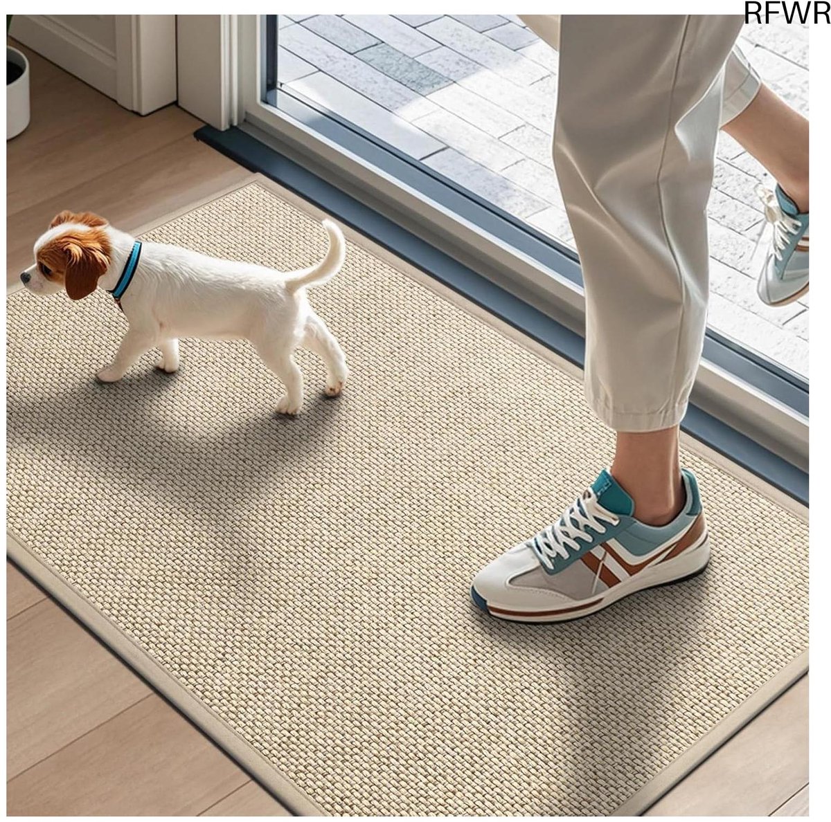 RFWR Antislip Deurmat voor Binnen, Wasbare en Absorberende Vuilvangmat, Dunne Entreemat 43 x 75 cm Kaki