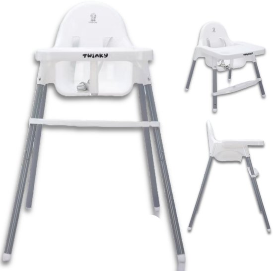 Chaise haute Twinky ECO - Chaise haute pliable Bébé avec table et support pour tablette - Chaise bébé et enfant 2 en 1 - Chaise évolutive avec pieds antidérapants - Wit
