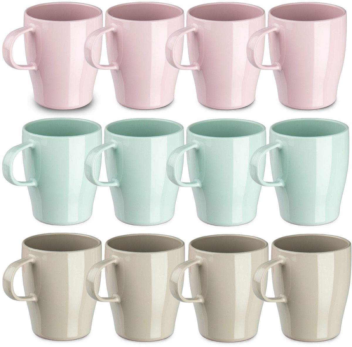 Goedkoopste Plasticforte Bekers - 12x stuks - kunststof - gekleurd - 300 ml - onbreekbare mokken