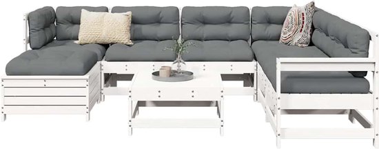 vidaXL - 8-delige - Loungeset - massief - grenenhout - wit