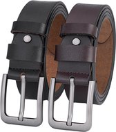 De Lederwaren Ambacht - 2 Stuks - Splitleer Riemen - Volledig Leer - Zwart & Bruin - Lederen Broekriem - Riemen Heren - Maat 100