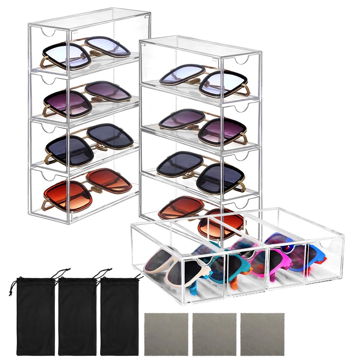 Zonnebril Organizer - Multifunctioneel - 3 stuks - Acryl - Compact