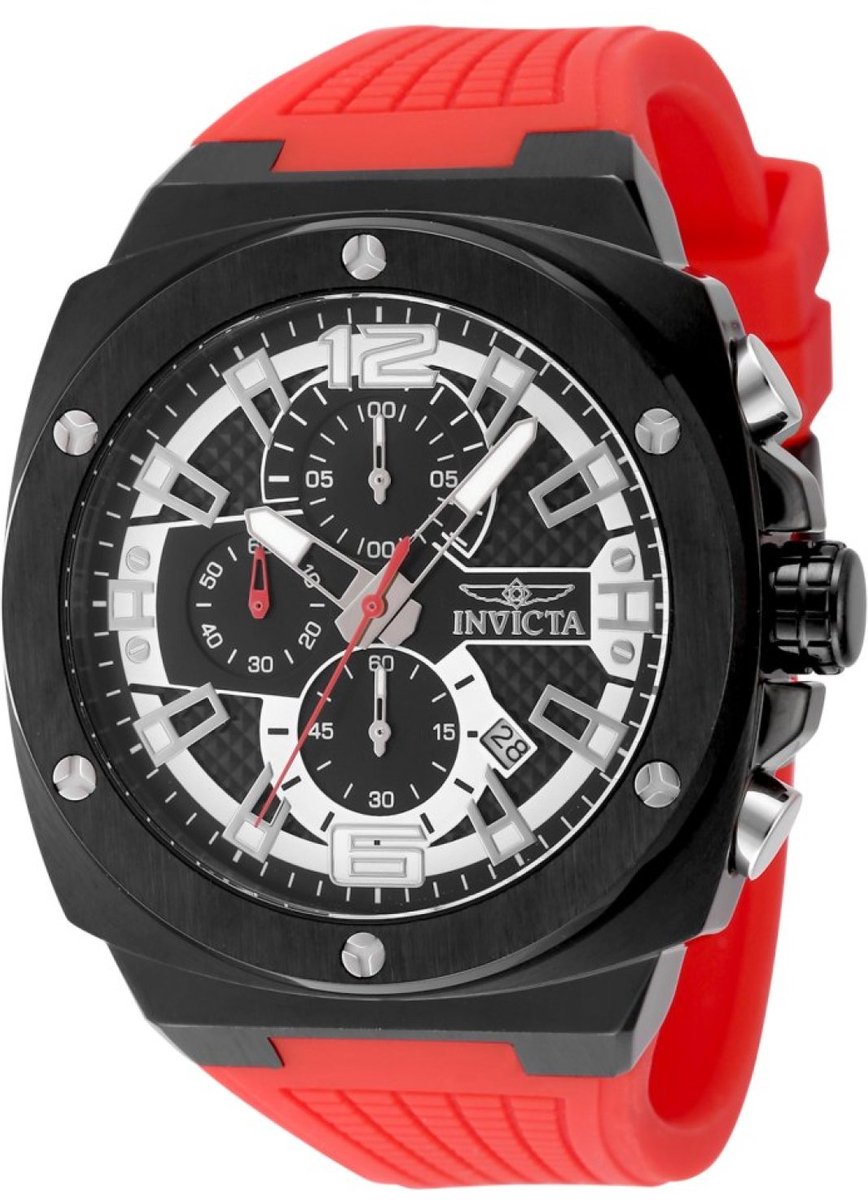 Invicta Racing 48880 Heren Horloge - Waterdicht - Analoog - Quartz Uurwerk - Roestvrij Staal met zwarte Wijzerplaat - 47mm