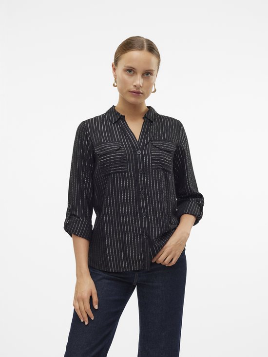 Vero Moda Blouse Vmbumpy Ls Glitter Shirt Wvn Ga Noo 10321777 Black/silver Lur Dames Maat - M