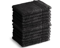 OUTLET BADTEXTIEL - set van 12 - washand 16x21 - zwart