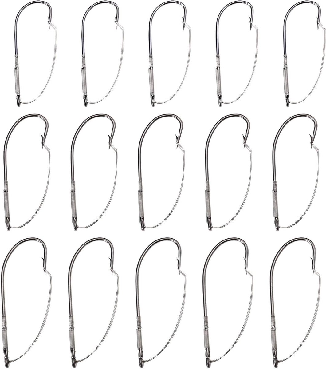 Allecto Plus - Weedless Vishaakjes 30 stuks - Anti-Hanging Bottom Mouth Guard - Carbon Steel - Langnek Haken voor Ondiep Water bij Meren en Rivieren