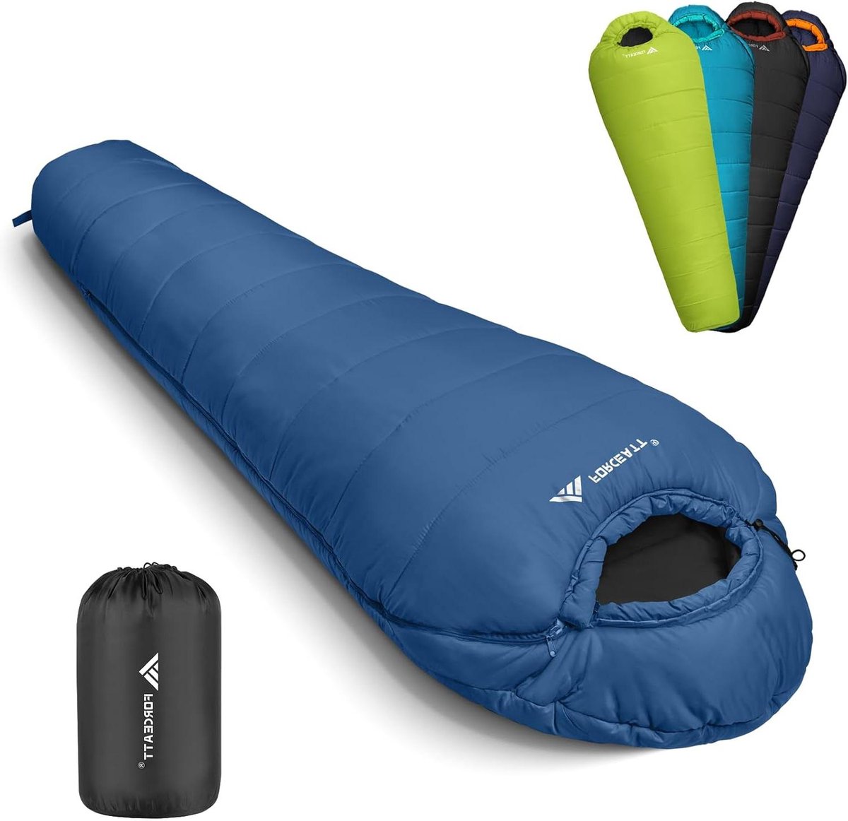 Mummieslaapzak met capuchon - 0 °C tot 20 °C - 3-4 seizoenen - compact - 162 tot 2 kg - waterdicht en scheurvast - ideaal voor kamperen