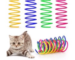 Allecto Plus - Interactief Kattenspeelgoed in Kleurrijk Lente Design voor Binnen en Buitenactiviteiten - Set van 8 Stuks met Plastic Spoel en Spiraalveren - Stimuleert Swatting, Jagen en Lichamelijke Activiteit voor Katten - Gezonde Enthousiaste Kat