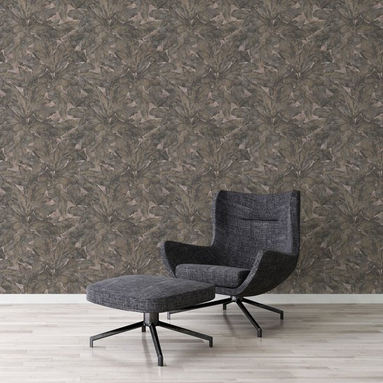 BLADEREN MET GOUDEN CONTOUREN BEHANG | Chique botanisch - beige grijs zilver goud - A.S. Création Metropolitan Stories