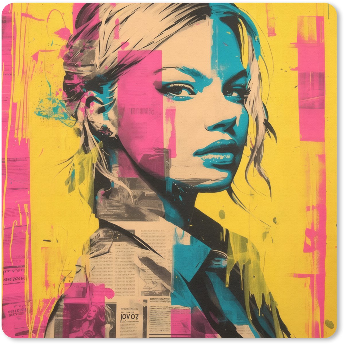 Muismat 20x20 cm - Mousepad Vrouw - Verfstrepen - Gekleurd - Muismatten
