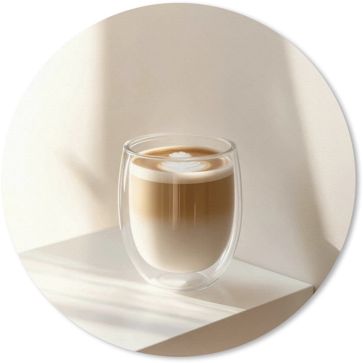 Muismat rond 50x50 cm - Mousepad Mok - Latte - Minimalistisch - Schaduw - Ronde muismatten