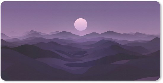 Bureau onderlegger 80x40 cm - Muismat Heuvels - Paars - Mist - Zon - Bureaulegger xl - Desk mat beschermer - Computer muismatten