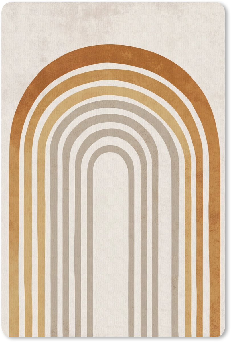 Muismat 18x27 cm - Mousepad Minimalistisch - Boog - Lijnen - Beige - Muismatten