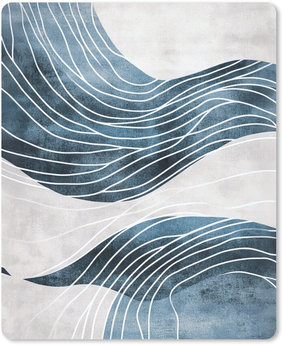 Muismat 19x23 cm - Mousepad Lijnen - Golven - Abstract - Blauw - Muismatten