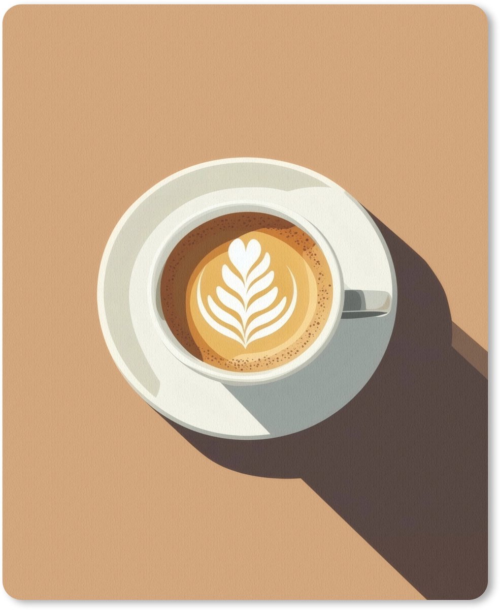 Muismat 19x23 cm - Mousepad Cappuccino - Kop - Schotel - Minimalitisch - Muismatten