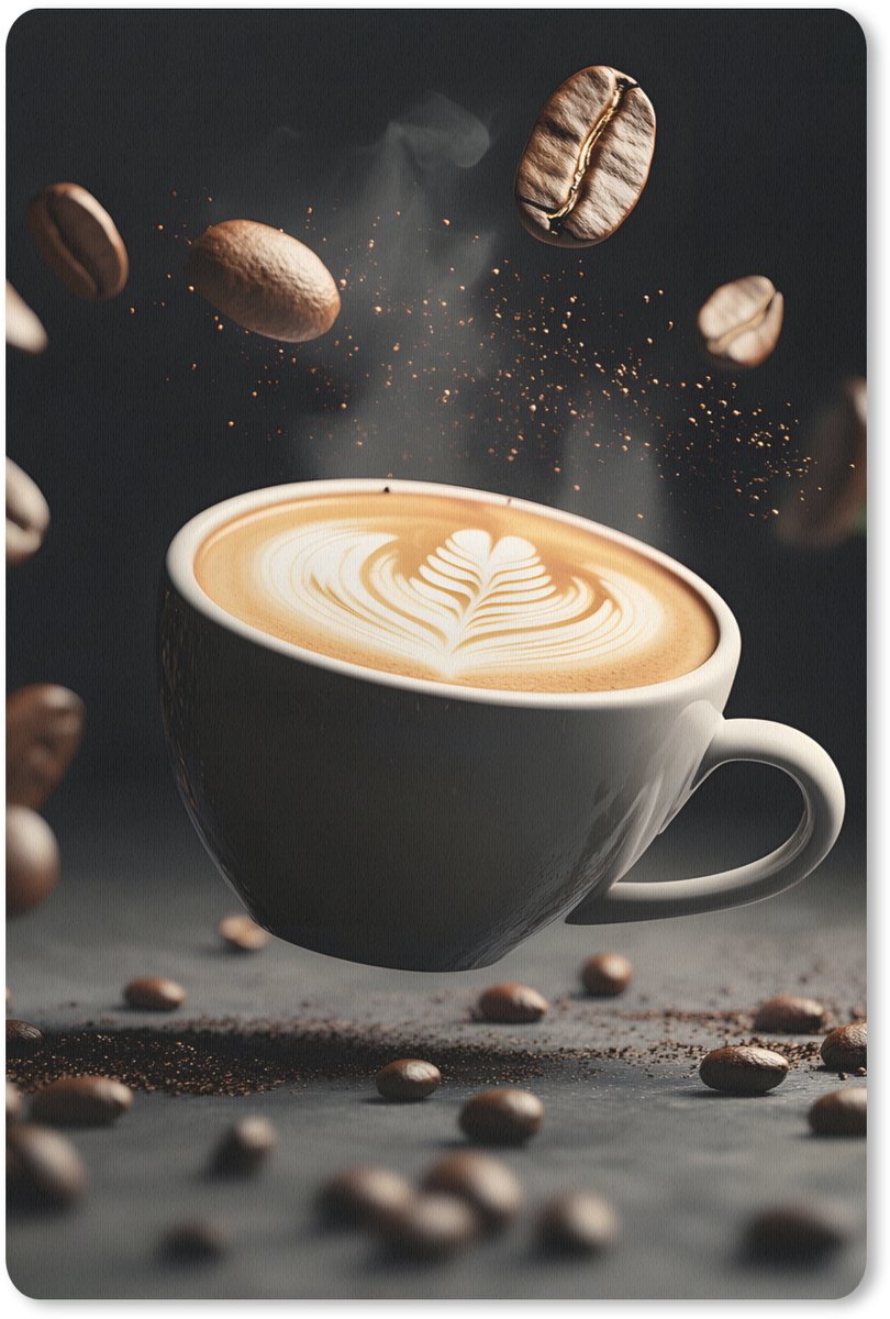 Muismat 18x27 cm - Mousepad Cappuccino - Kop - Bonen - Bruin - Muismatten