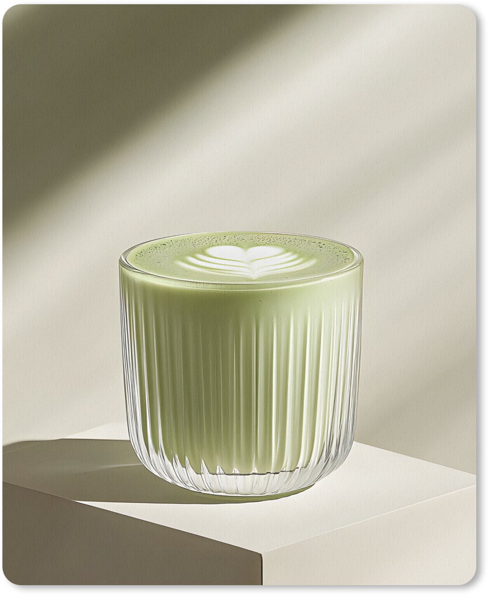 Muismat 19x23 cm - Mousepad Matcha - Glas - Groen - Minimalistisch - Muismatten