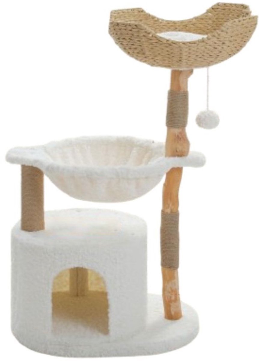 CLGP® Krabpaal voor Grote Katten - Krabton - Kattenhuis - Wit en Bruin