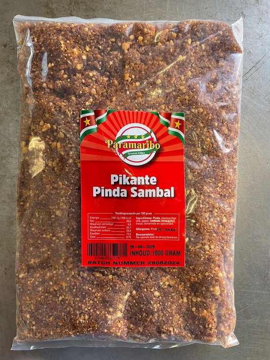 Paramaribo | Surinaamse Pindasambal (Authentieke Pindasaus en Satésaus) | Pikant | 1KG