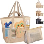 Sac de plage XL spacieux et déperlant Ibenzoa® avec Mini poche pour une utilisation familiale et quotidienne