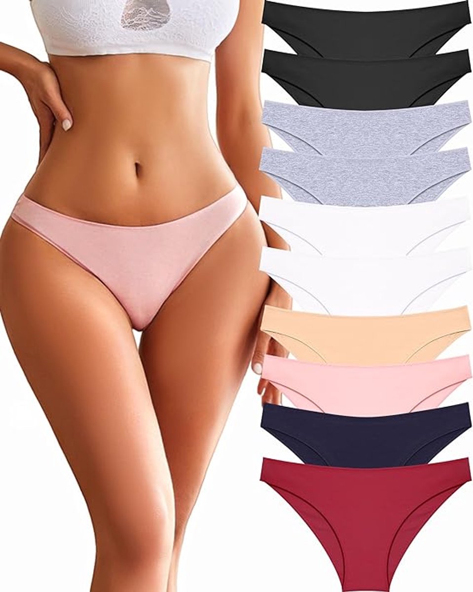 TANSTC Set van 6 katoenen onderbroeken voor dames, hipsterslips, lage taille en stretch, ademend, 3XL